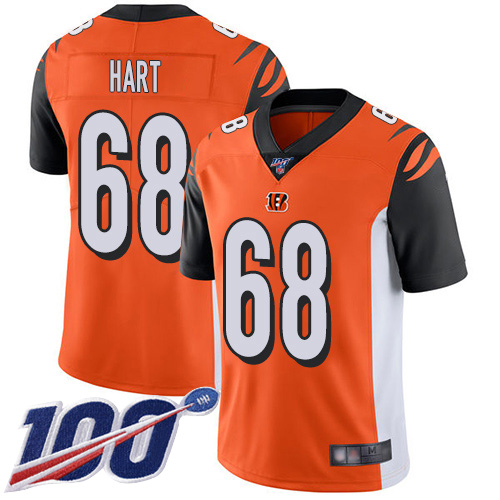 Cincinnati Bengals Limited Orange Men Bobby Hart Alternate Jersey NFL Footballl 68 100th Season Vapor Untouchable